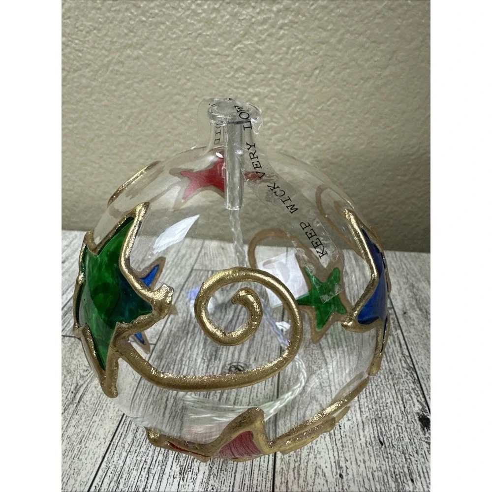 Lamplight Farms Multicolor Star Design Small Glass Oil Table Lamp 4 1/2